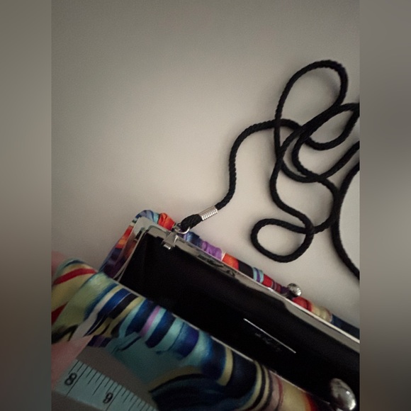 Kate Landry Satin Multicolor Striped Clutch with Rope Strap Vibrant Colors SKU8 - Picture 9 of 9